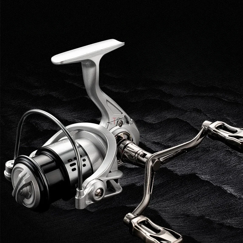 

KE1000-3000S Series Fishing Reel 5.2:1 Double Rocker Arm Balancing Lever Shallow Spool 6+1 Bearing Spinning Reel 8KG Max. Drag