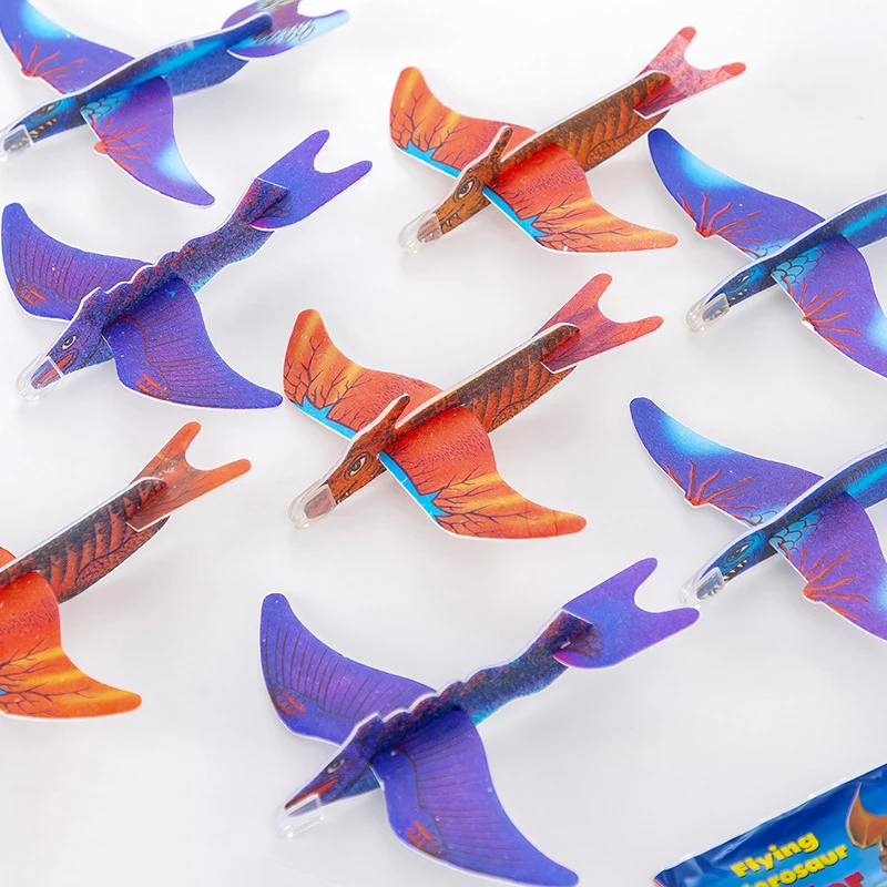 Kids Outdoor Toys Dinosaur Plane 12Pcs Diy Hand Throw Aircraft