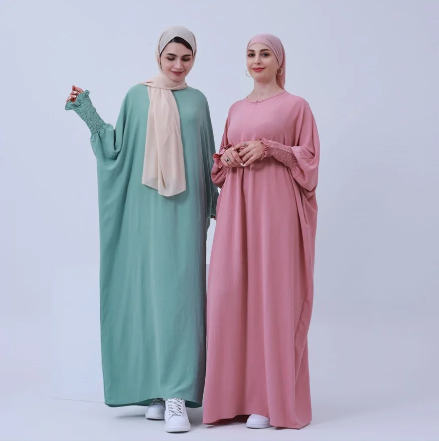 

New Elegant Modern Maxi Dress High Quality EID Ramadan Modest Abaya Elastic Cuff Robe Islam Women Muslim Clothing Caftan Kaftan