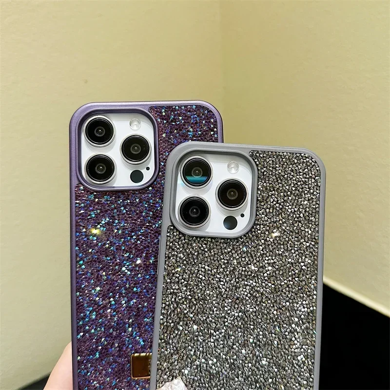 For iPhone 16 Plus 15 14 13 12 11 Pro Max Luxury Glitter Diamond Shiny Rhinestone Shockproof Anti-fall Protective Phone Case 2