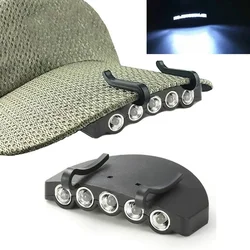 Super Bright Night Fishing 5-LED Cap Headlight Headlamp Head Flashlight Head Hat Clip on Light Camping Fishing Accessories