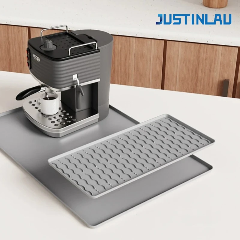 Silicone Coffee Machine Mat with Detachable Dish Drying Mat