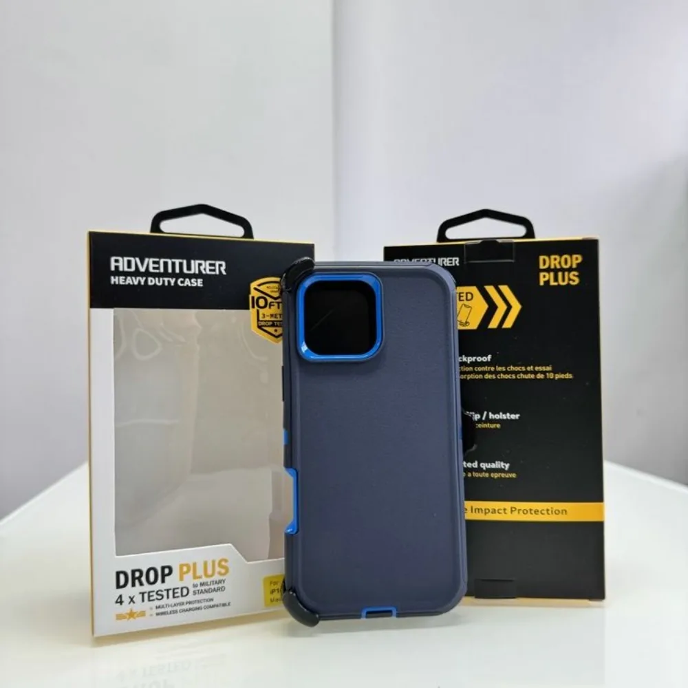Heavy-Duty Shockproof Phone Case with Belt Clip and Protective Box Packaging