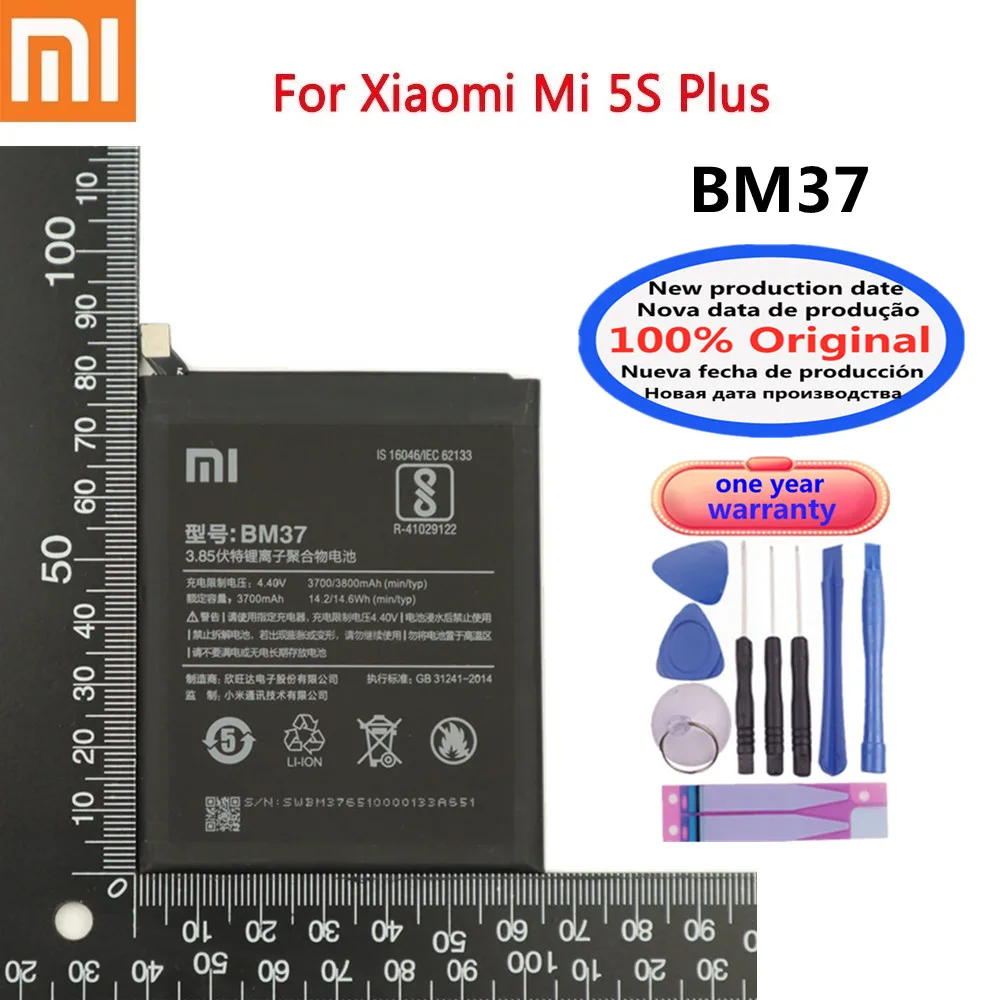 

3800mAh BM37 100% Original Battery For Xiaomi Mi 5S Plus 5SPlus MI5S Plus High Quality Phone Battery Bateria Fast Shipping