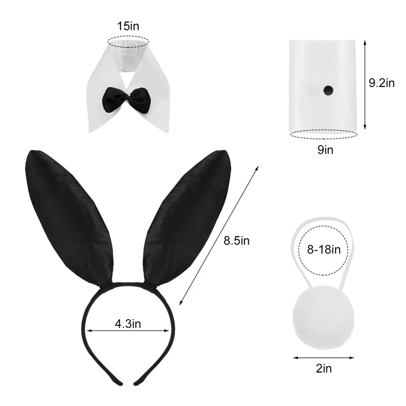 Sexy Bunny Party Costume Cosplay Accessory Set Bow Ties Christmas Rabbit Collar Headband Halloween 5PCs women cosplay costume