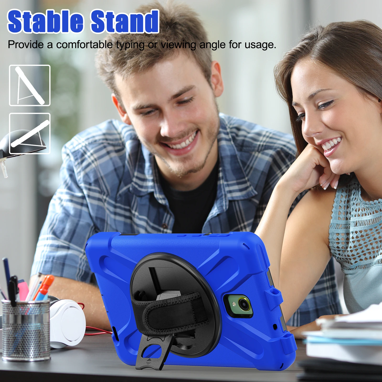 Universal Rotating Rugged Tablet Case with Strap - 8.0 inch