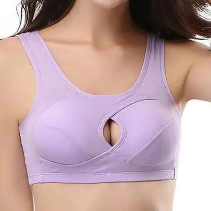 S-6XL Plus Size Breathable Cotton Bra Sexy Hollow Out Women's Underwear Removable breast pad Bralette Seamless Gathers Brassiere
