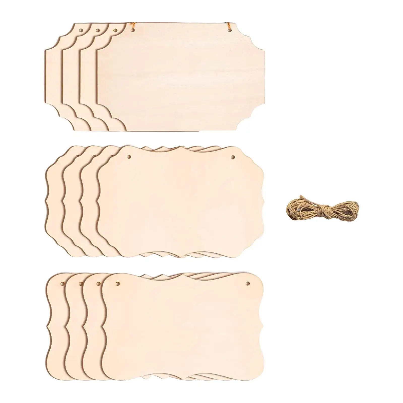 10pcs Unfinished Wooden Craft Blanks, 5 Shapes, Each Shape With 2pcs  Rectangular Wood Sign, Diy Crafting Supplies, For Hanging Decoration,  Painting