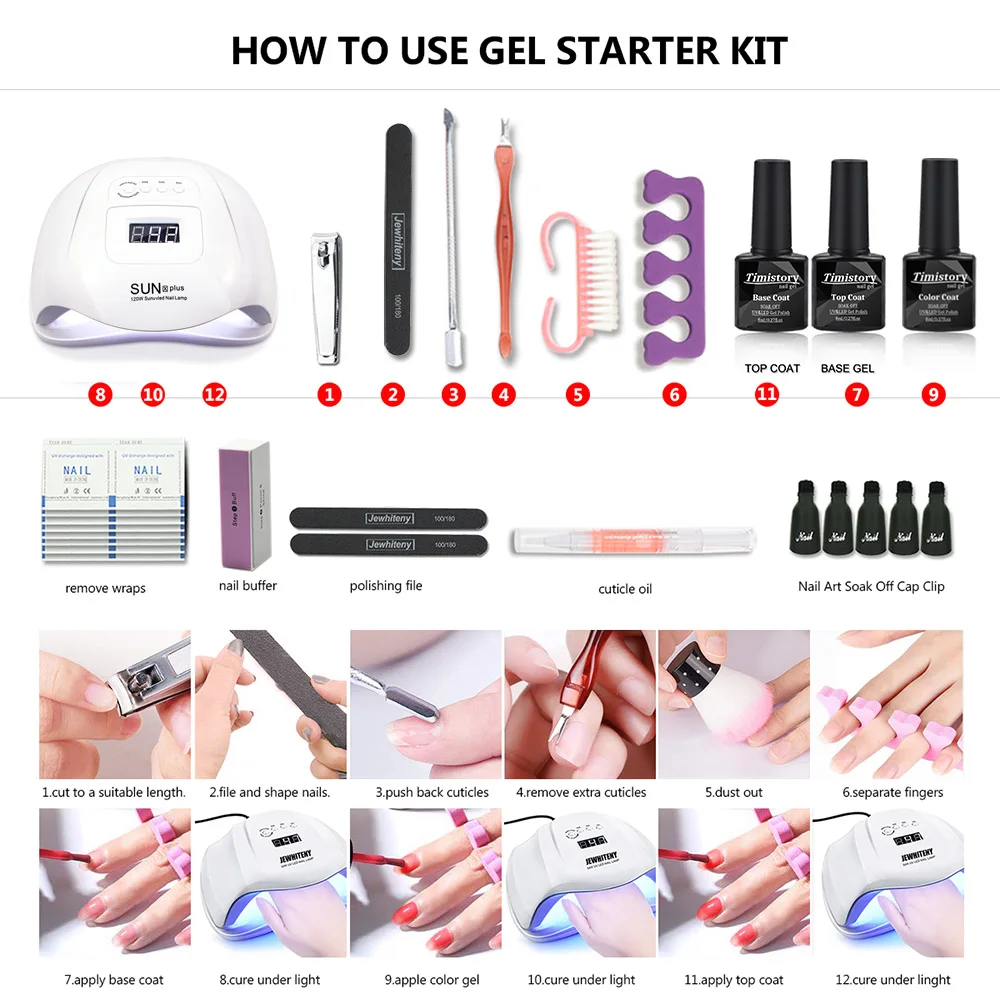 20 Colours Gel Nail Polish Set With UV Nail Lamp Manicure Starter