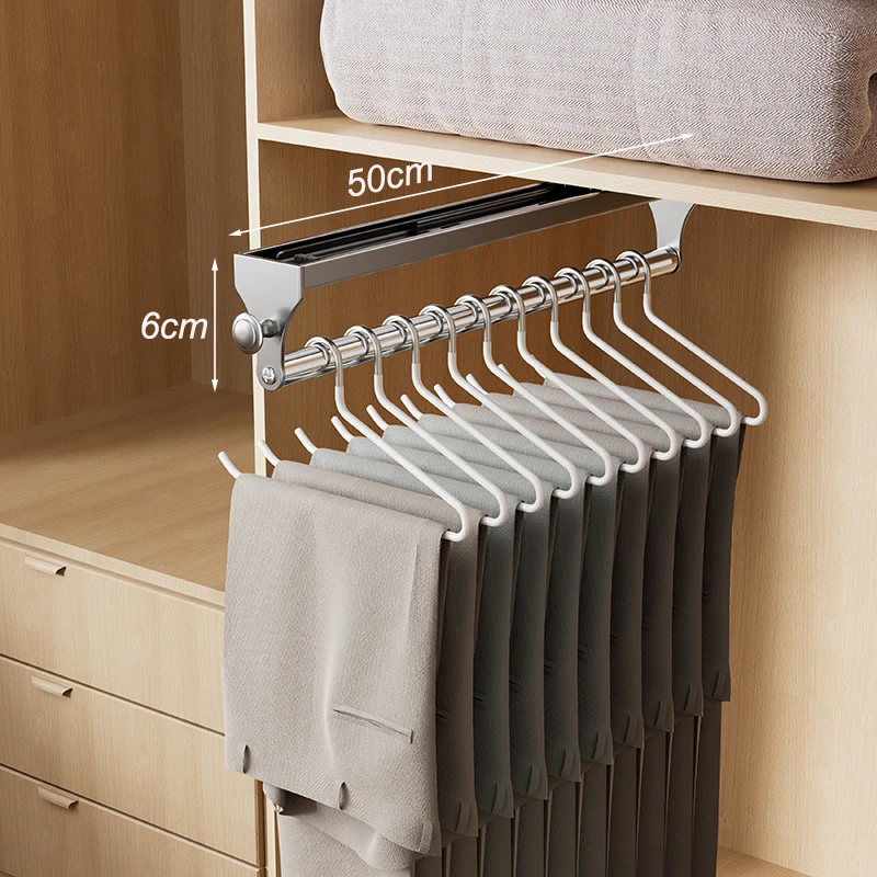 Trouser Hangers Pull-out Wardrobe Organizer Clothes Organizer Pants Hanger Non-Slip Save Wardrobe Space Closet Storage