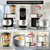 6-in-1 LCD Display Kitchen Electric Mixer 6.5QT Stainless Steel Bowl Multi-Function Mixer Dough Blender Meat Grinder Pasta 5
