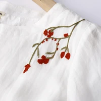 Robes longues d'été vintage brodées de couleur unie pour femmes 2026 – Robe blanche fine et respirante décontractée pour femme – Vêtement élégant 4