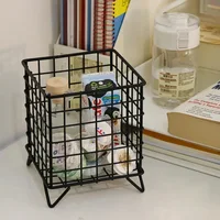 Ins Desk Organizer Mesh Iron Storage Rack Desktop Stationery Book Pen Storage Box Student Dormitory Sundries Storage Basket 5