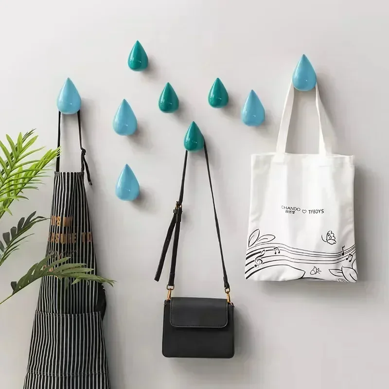 1pc Resin Water Droplet Hook Wall Water Droplet Hook Fitting Room Coat Hook Wall Decor Home Accessories Drilling Installation 4