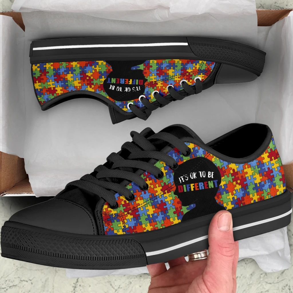 

ELVISWORDS Sneakers Women Shoes Autism Awareness Pattern Canvas Sport Shoes Flat Lace-Up Adult Zapatillas Mujer Chaussure Femme
