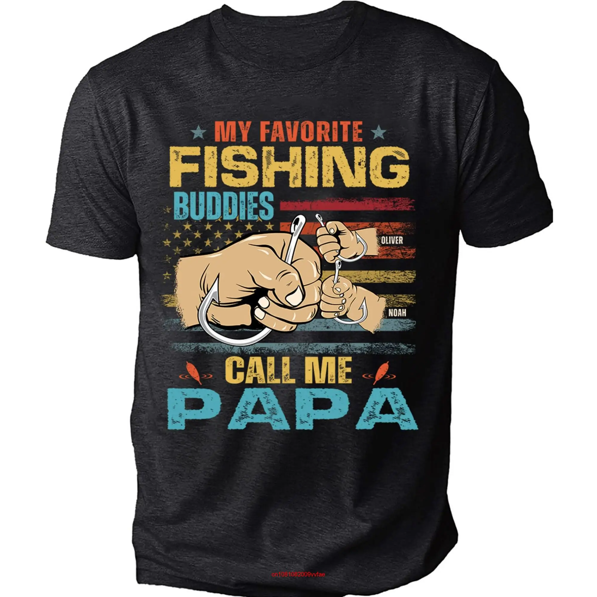 Персонализированная футболка с американским флагом My Fishing Buddies Call Me Papa, винтажные мужские рубашки с длинным или коротким рукавом для папы