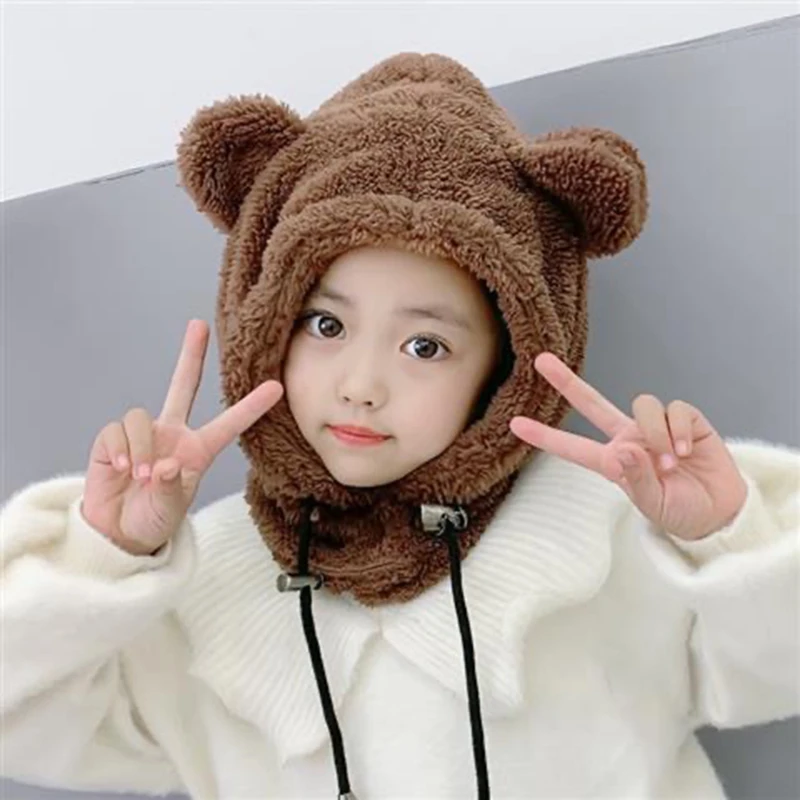 

Winter Children Hat Scarf Warm Kids Caps Parent-child Cartoon Windproof Hats For Girls Boys Earflap Cap