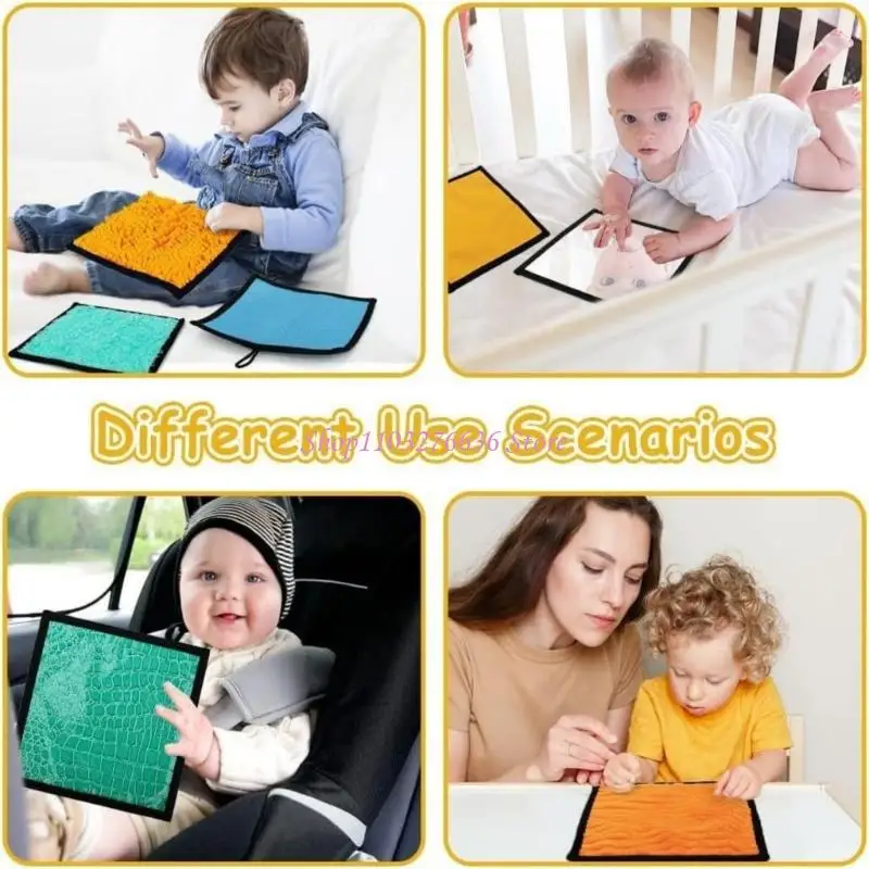 R6FD -Maschinenwaschable Baby Sensory Pad Verschiedene Texturen für taktile Erkundungen 16pcs – Detail 7