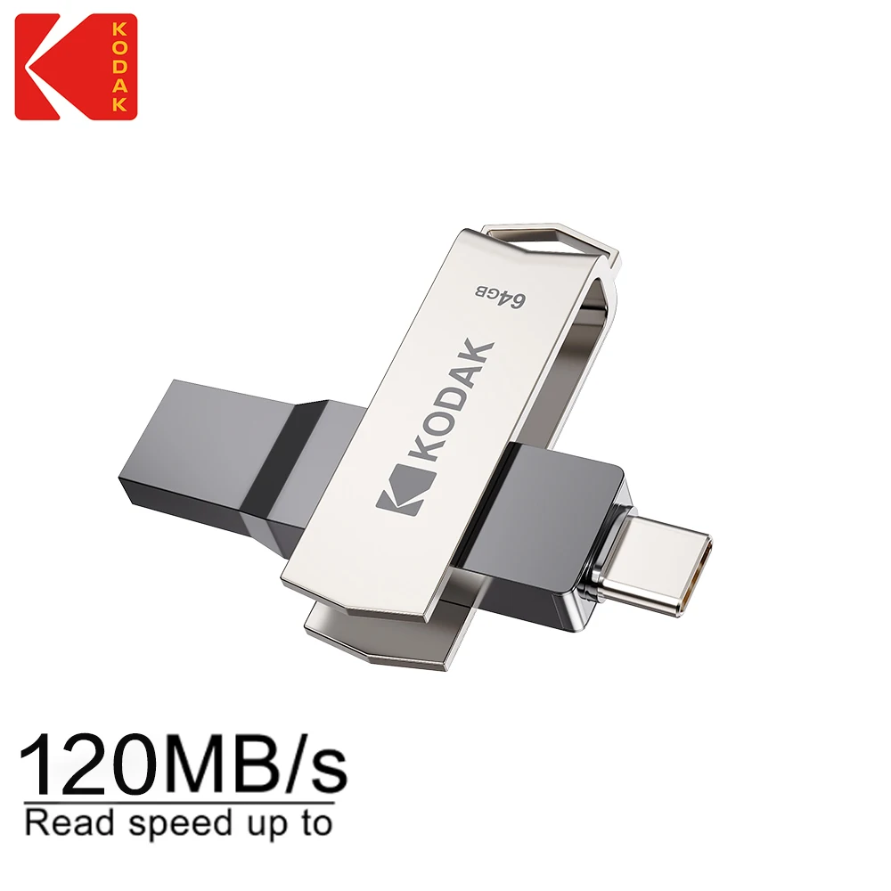Unidad flash KODAK USB3.2 tipo C, 256GB, 128GB, 32GB, memoria USB de alta velocidad, memoria dual para teléfono inteligente y portátil