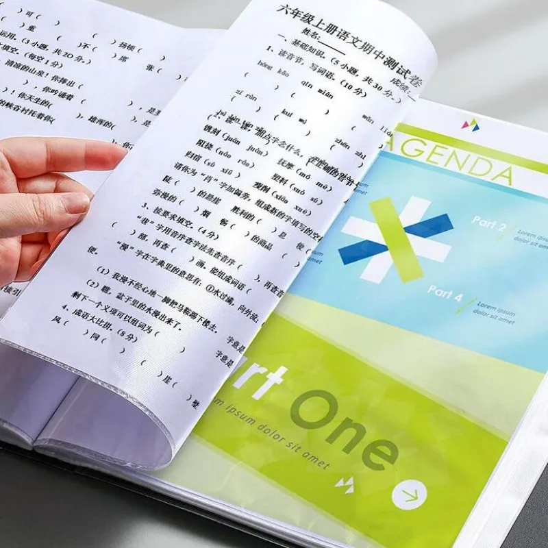 Neue A4 30/60/80 Seiten Datei Ordner Transparent Legen Daten Buch Studenten mit Große Kapazität Test Papier Lagerung Tasche Album – Detail 8