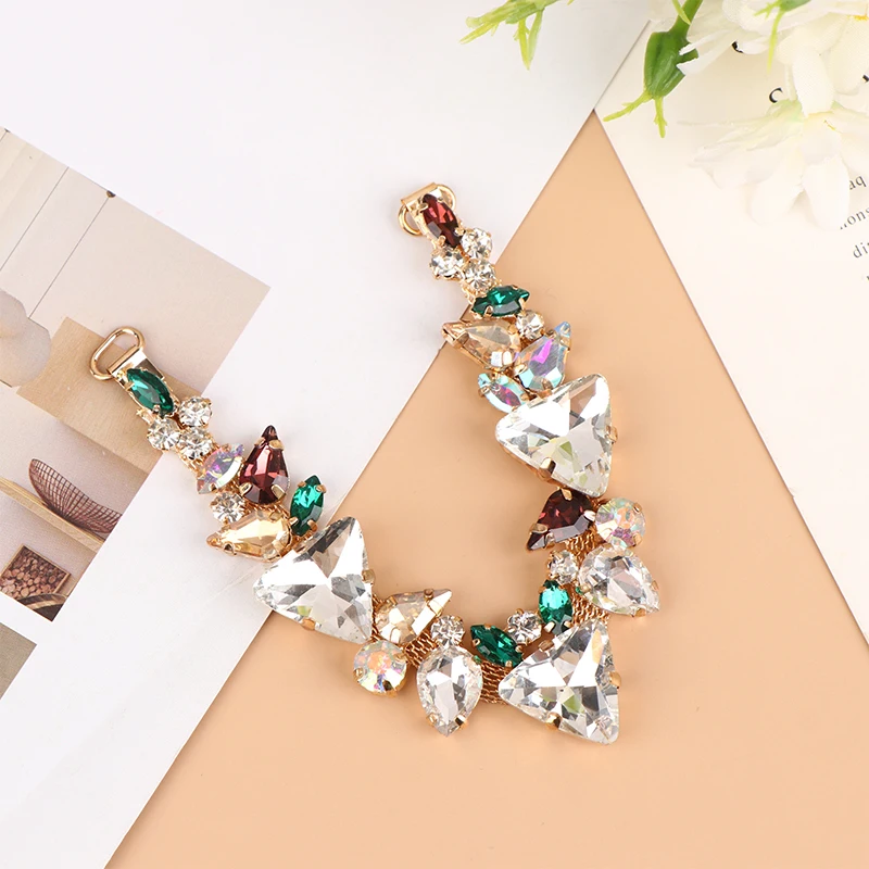 패션 샤이니 크리스탈 슬리퍼 체인, 라인석 비키니 커넥터 버클, DIY 의류 재봉 액세서리, 1PC