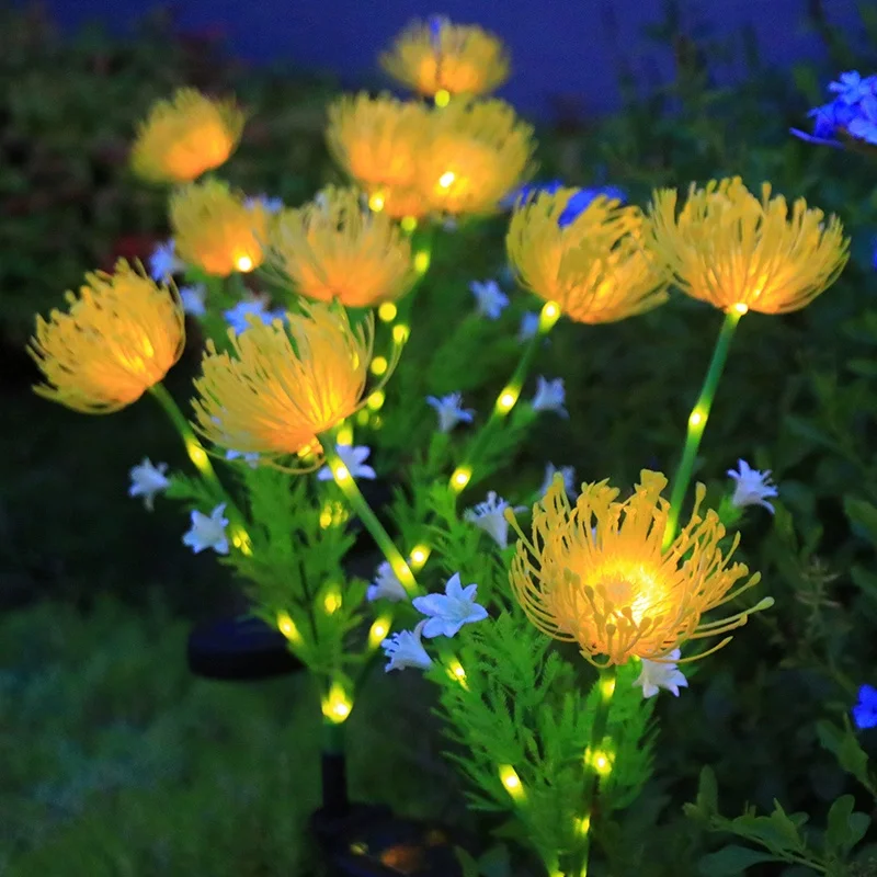 Solar LED 3 Head Flower Lights Waterproof Lights Solar Flower Lights For Garden Decorative Yard Lawn Mother's Day Easter Decor solar lights
