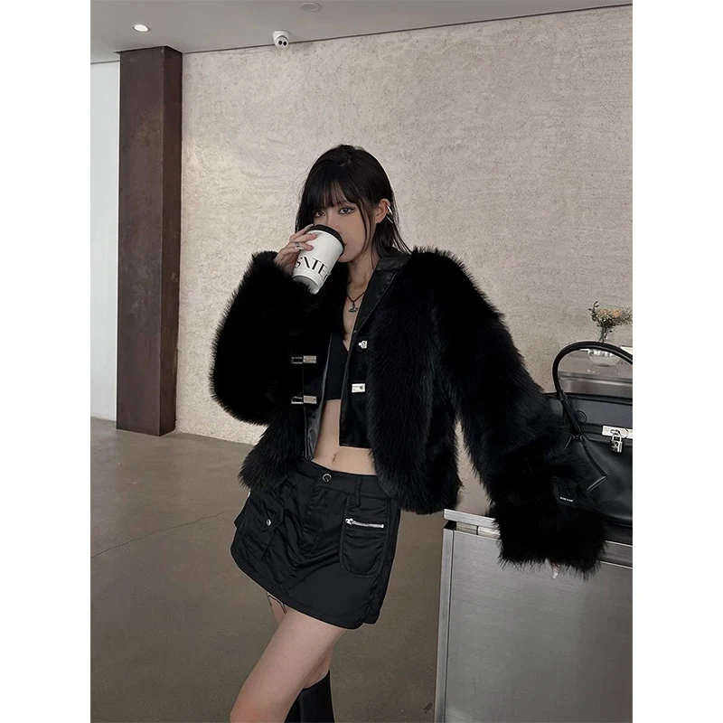 短丈 ファージャケット fur jacket y2k ブラック Sサイズ 短丈 ファージャケット fur jacket opium y2k - メルカリ