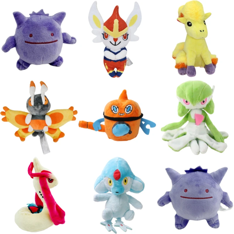 

Kawaii Pokemon Gengar Cinderace Azelf Rotom Pokedex Soft Plush Toys Cute Gardevoir Mothim Milotic Galarian Ponyta Peluche Dolls