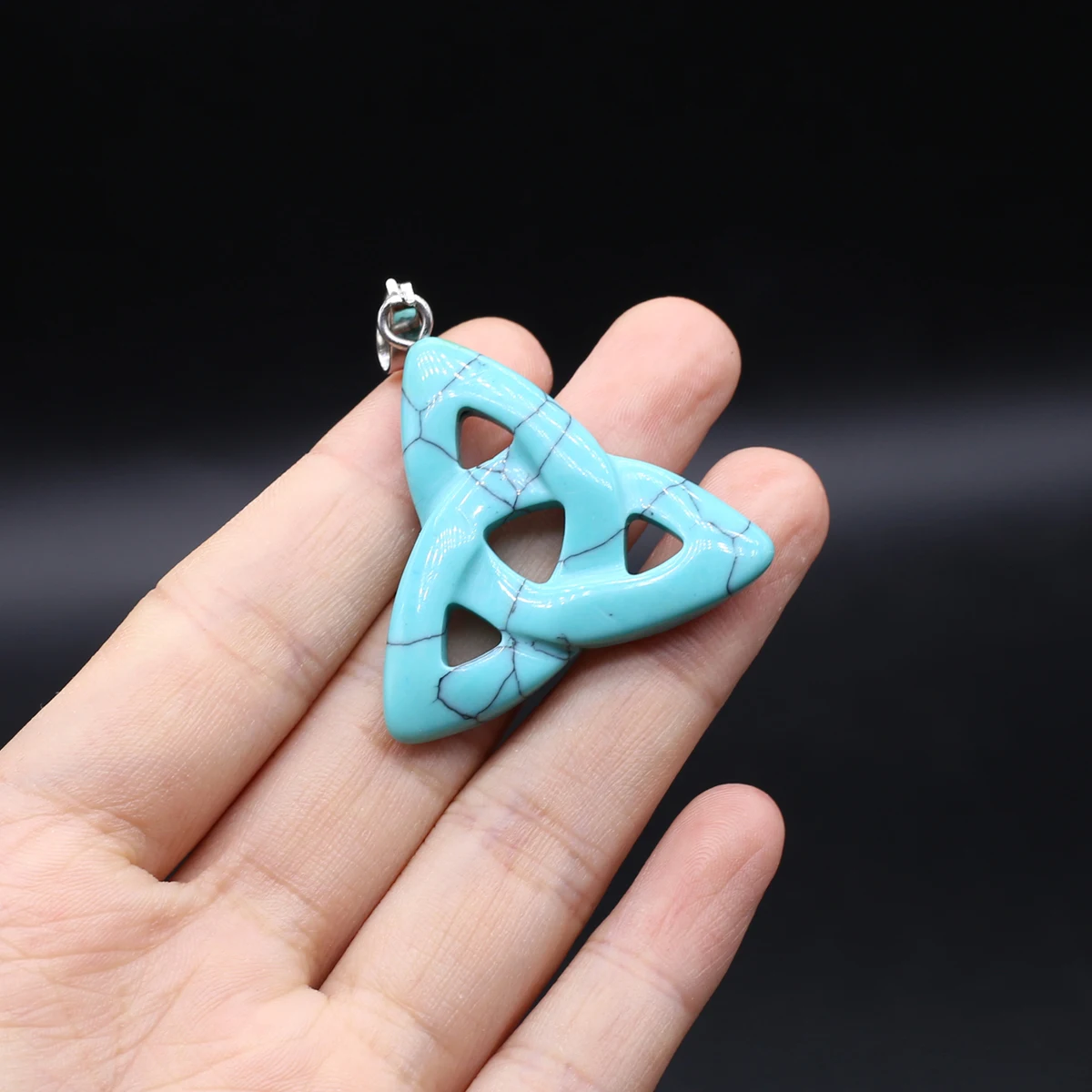 5PCS Natural Stone Agate Turquoise Epidote Unakite Three Ring Pendant Jewelry Making DIY Necklace Earrings Accessories Gift