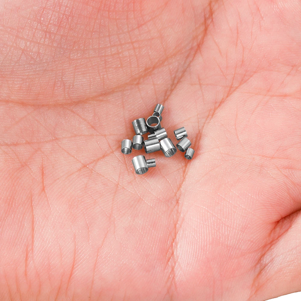 150 teile/los durchmesser 1,5 2 2,5mm Edelstahl rohrs topper Spacer Perle Crimp-End perlen für DIY Schmuck herstellung Lieferungen Großhandel – Detail 7