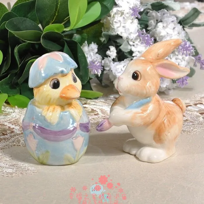 

Ceramic Rabbit Food Container, Spice Jar, Kitchen Storage Jar, Home Decor, Porcelain Figurines, Duck, Salt and Pepper Cans