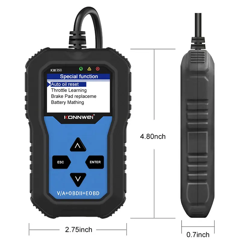 KONNWEI KW350 OBD2 Car Code Reader Scanner Auto Diagnostic Tools for VAG Full System ABS Airbag Oil Light Reset EPB