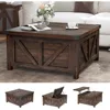Farmhouse Lift Top Coffee Table with Storage,Wood Square Center Table with Charging Station&USB Ports, Living Room Central Table 5