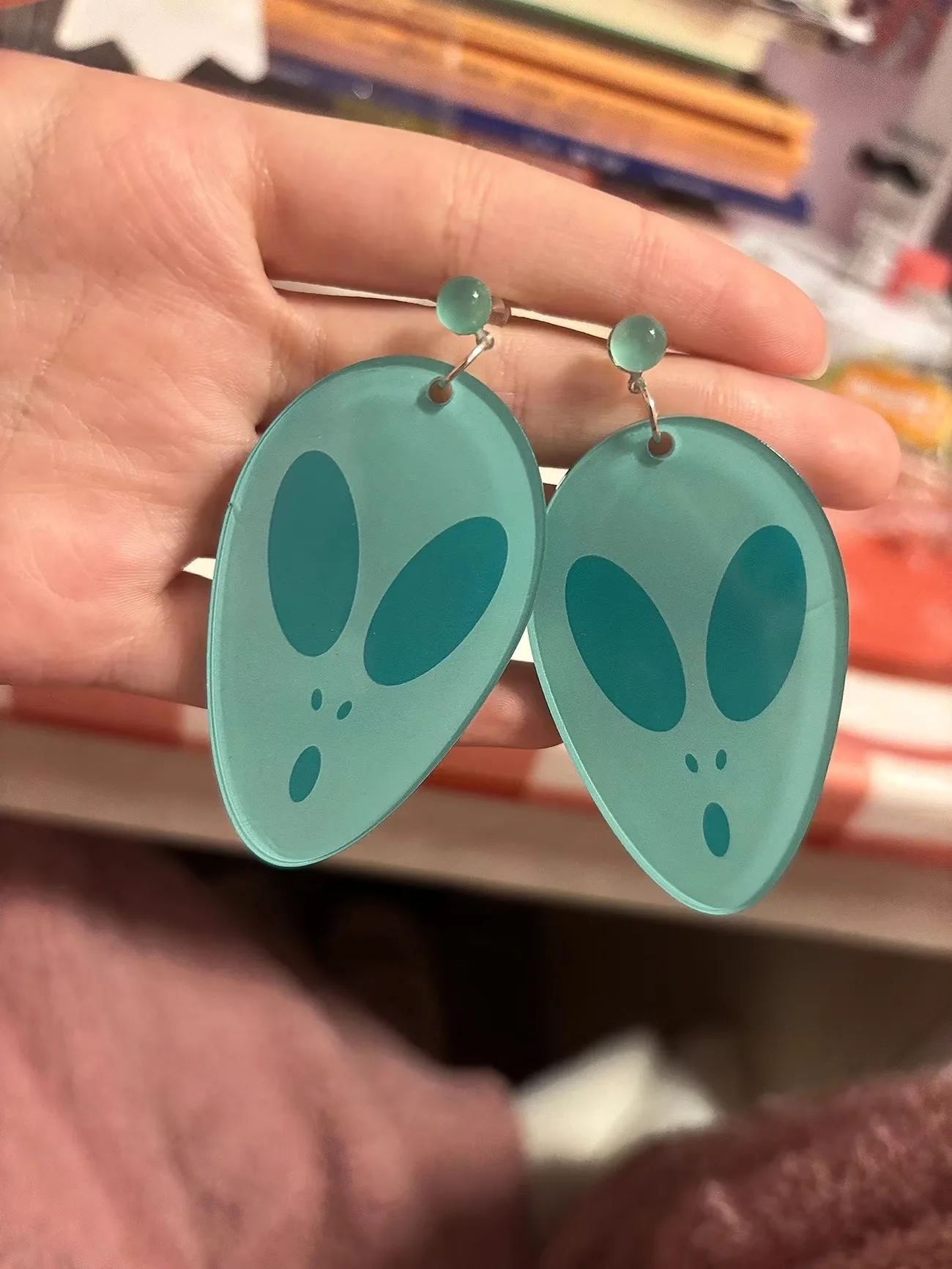 Anime DAN DA DAN Momo Ayase Cosplay Earring Alien Blue Green Long Earclips Earwear Eardrop Women Jewelry Accessories Prop