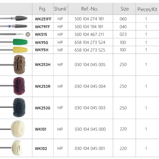 10PCS/Box WELLCK Dental Lab HP Polishing Kit WK01 Acryl / Resin Universal  Kit Dentist Tools