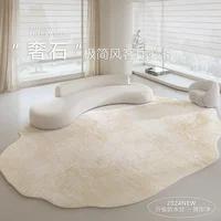 Light Luxury Living Room Decoration Carpet Irregular Shape Rugs for Bedroom Fluffy Soft Marble Plush Rug Thick Anti-slip Floor 1