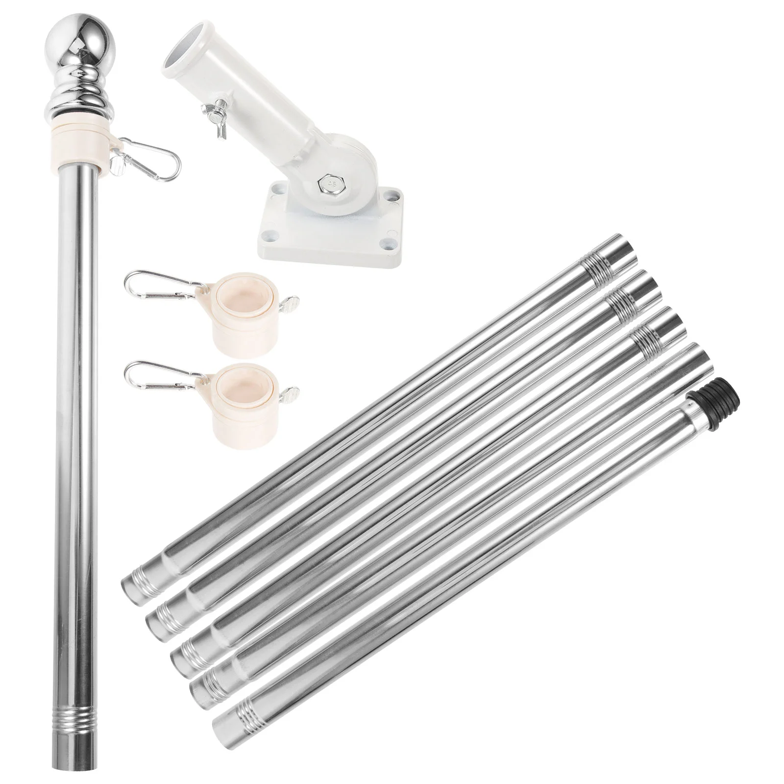 

1 Set Flag Pole Adjustable Mount Bracket Courtyard Flag Holder Aluminum Alloy Flag Pole with Bracket