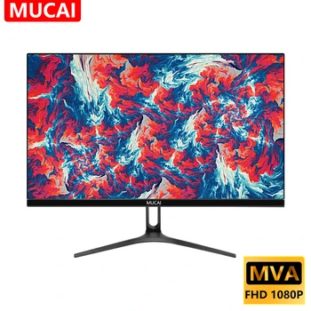 MUCAI N240E 24 인치 모니터 사무실 게임 컴퓨터 디스플레이 FHD 1080P MVA 조명 화면, HDMI 호환 VGA 전원 프로 1920*1080