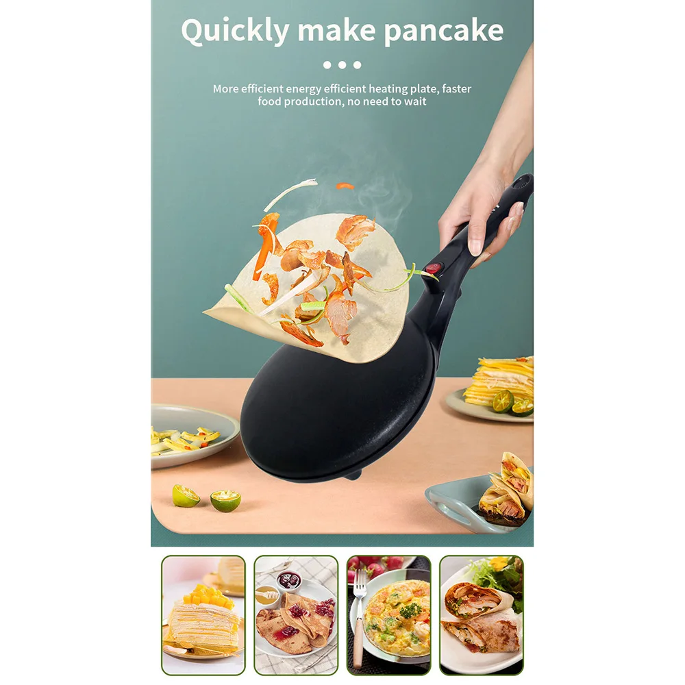 Electric Crepe Maker, Handheld Non-stick Coating, Cool Touch Handle, Instant Heating Spring Roll Pastry Frying Pan 5