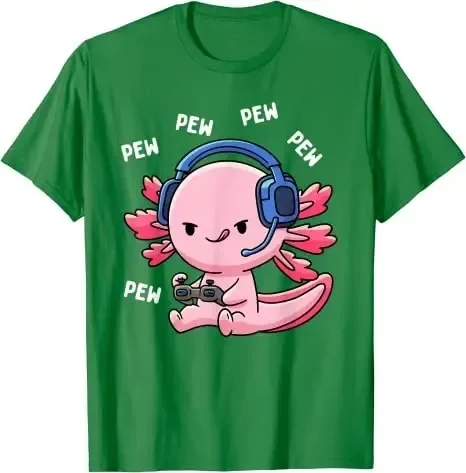 Axolotl Gaming Kids Boys Girls Kawaii Anime Video Game Pew Gamer T-Shirt Gift Cute Gamesolotl Graphic Tee Tops Teens Clothes 4