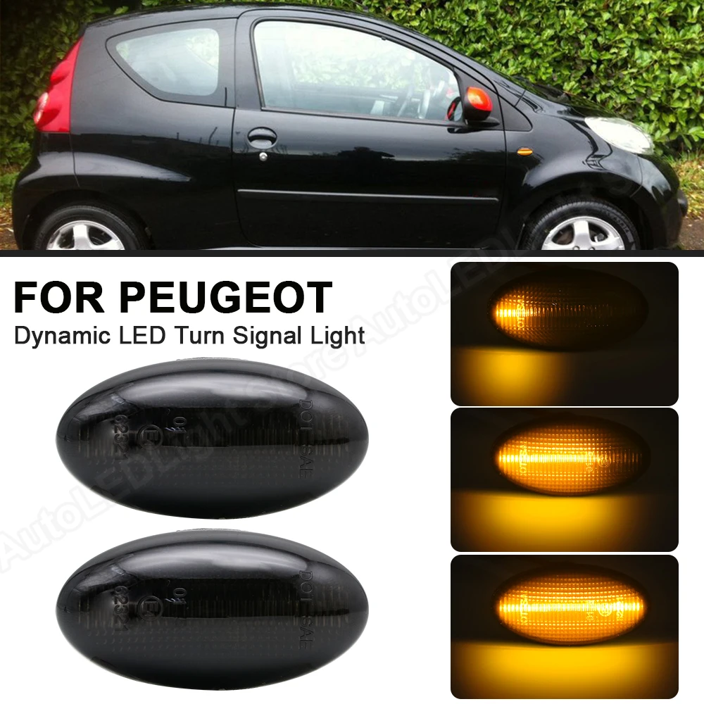 

For Peugeot 307 206 407 107 607 For Citroen C1 C2 C3 C5 LED Dynamic Turn Signal Light Flowing Water Side Marker Indicator Lamp