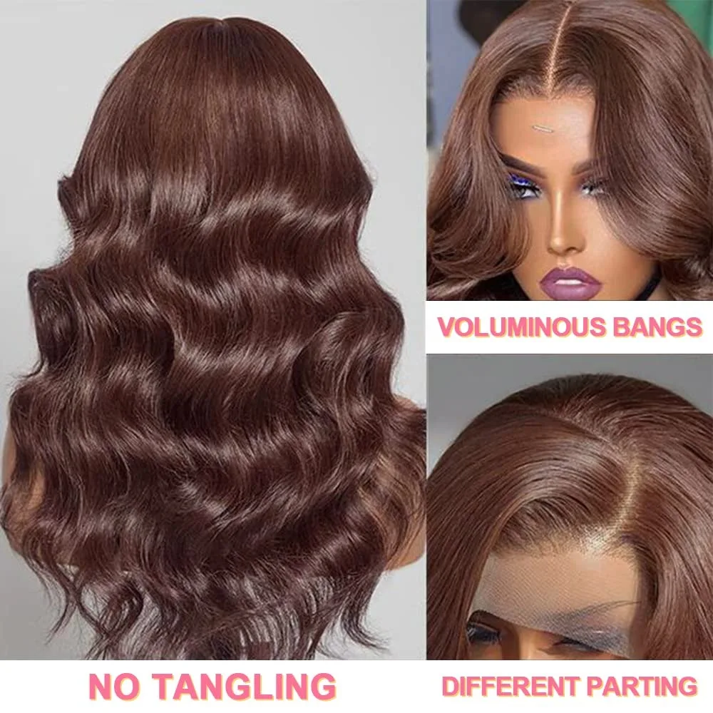 Chocolate Brown Body Wave Coroled High Density 13x6 Lace Front Wig 30 Inch Human Hair 13x4 Hd Lace Frontal Wig Choice For Women 4