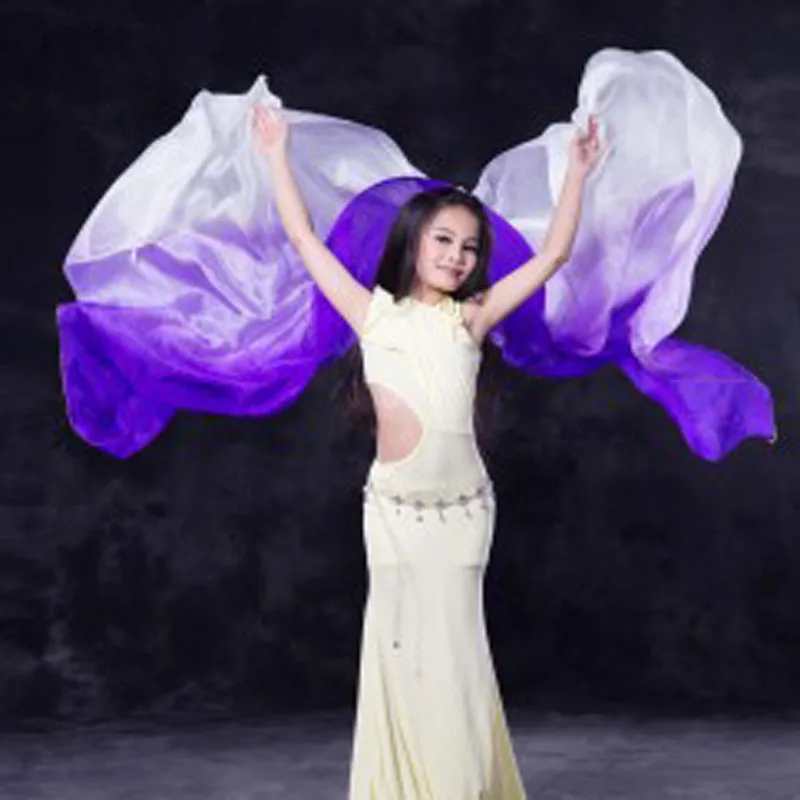 

New Arrival Kids Child Oriental dancing 100% real silk Veils Girls Stage Performance 100% silk hand-Scarf bellydance kids Veil