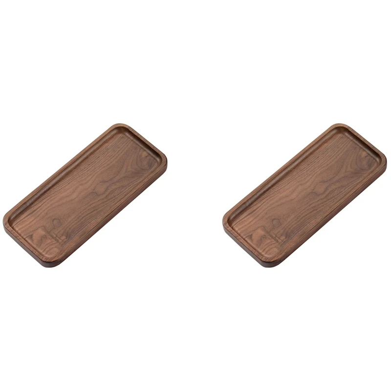 

2X Walnut Serving Tray Solid Wood Small Tray Rectangle Platter Bathroom Tray Dinner Tray Tea Tray Coffee Tray