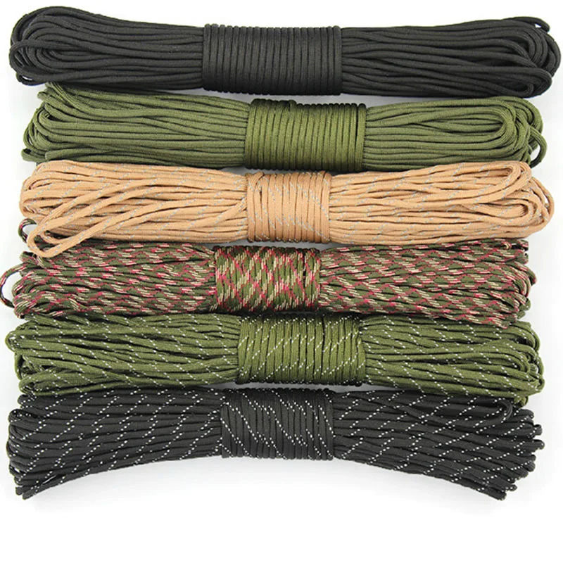 1pcs 5yards 4mm 550 Paracord Parachute Cord Lanyard Tent Rope Guyline Mil Spec Type For Hiking Camping