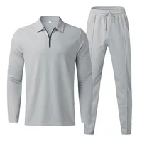 Ensemble de pantalons à manches longues pour hommes, sport européen décontracté, couleur unie, fermeture éclair, nouvelle collection 4