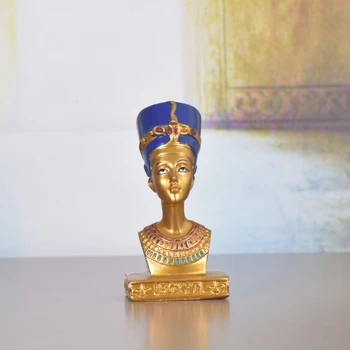 Egyptian King TUT Pharaoh Queen Figurine, Nefertiti Statue, Ancient Sculpture, Collectible Mythology, Miniature Figure, Decor