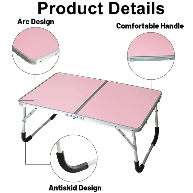 Escritorio plegable portátil para ordenador portátil, Mini Mesa de Camping, espacio de almacenamiento plegable con mesa de Picnic, Mini Escritorio de regazo, soporte de lectura - Imagen 3