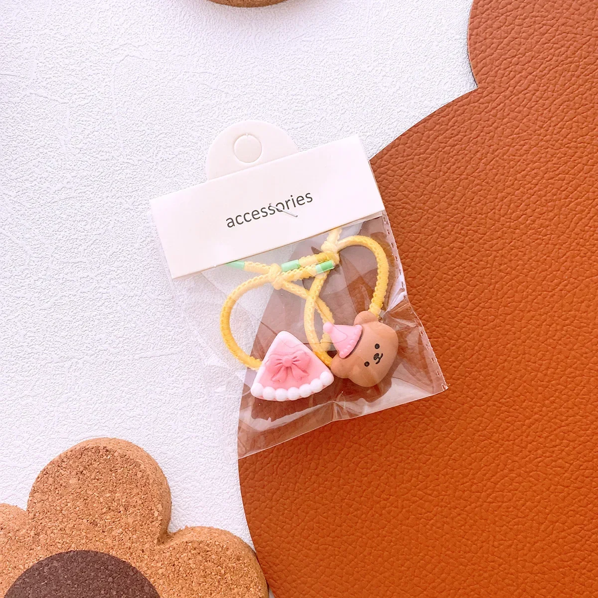 New 2pcs Korean Kawaii Elastic Hair Bands Sweet Cute Cartoon Hairs Rope Ties for Girls Headwear Girls Kids Hair Accessories