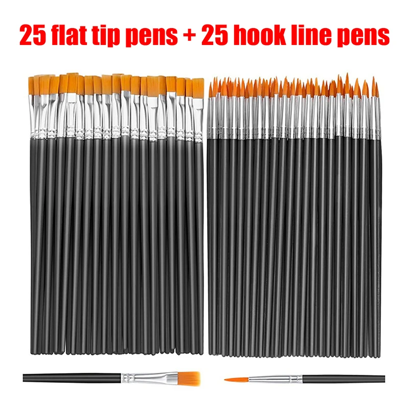 50PCS Multifunctional Painting Brushes Hook Line Art Craft Brushes Handcraft Artistic Painting Equipment DIY Art Studio Supplies